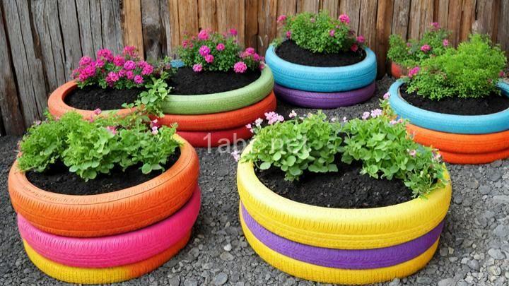 Repurpose Old Tires into Colorful Garden Planters: A Crafty Recycling Project